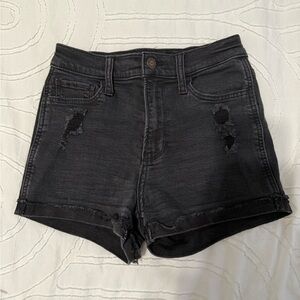 Hollister Black Distressed Denim Shorts
